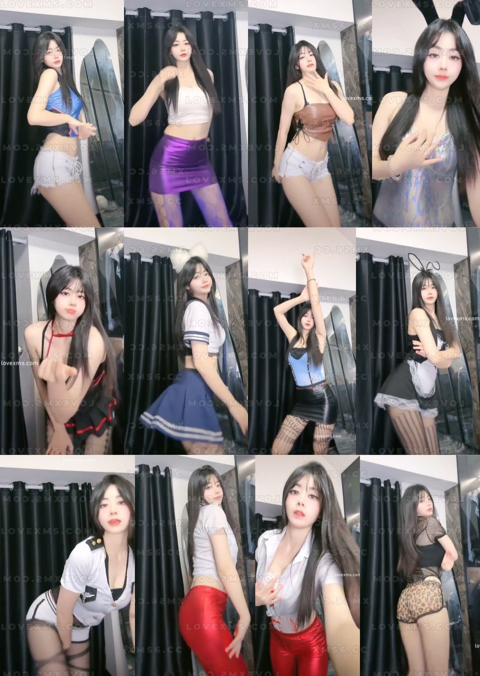 快手主播 BlackSwan 皮裤短裤摩托摇千斤顶等